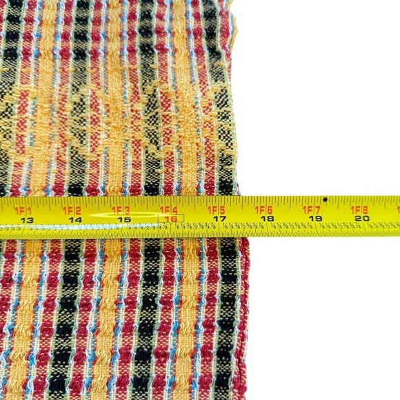 A184- Lobos Del Mar Multicolor striped fringe blouse with a boho vibe - Picture 4 of 5